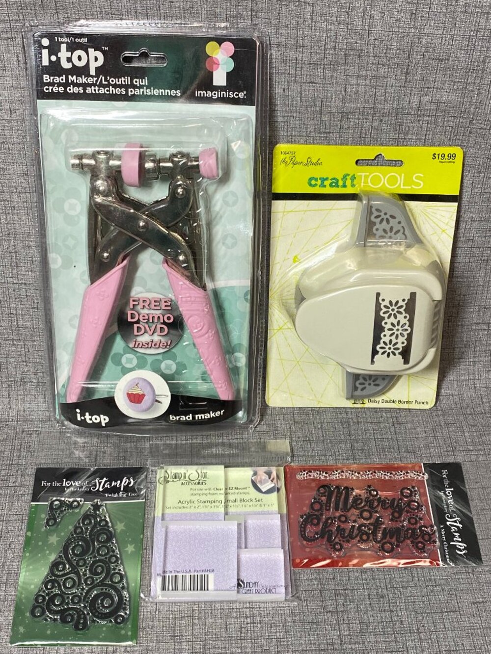 I-Top Brad Maker & The Paper Studio Daisy Punch & Stamps by Hunkydory 5pc Lot